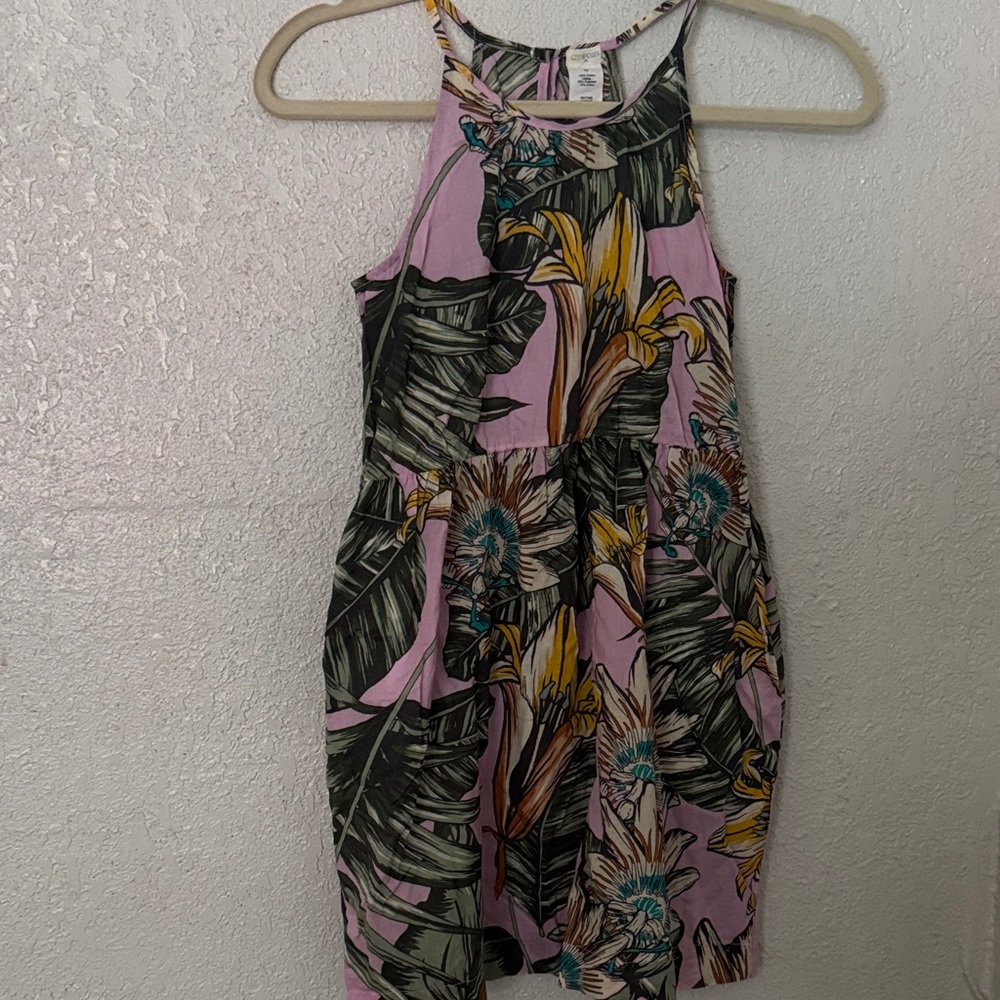 Crewcuts Pink and Green Floral Kids Dress